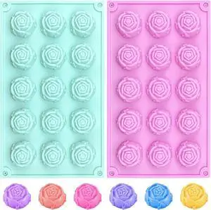 2 Pcs Rose Silicone Fondant Molds 15 Cavity Flower Cake Resin Mold Candy Chocolate Ice Cube Fondant Molds Kitchen Baking Tools for Sugarcraft Cake Decorating 2 Pcs Rose Silicone Fondant Molds 15 Cavity Flower Cake Resin Mold Candy Chocolate Ice Cube Fondant Molds Kitchen Baking Tools for Sugarcraft Cake Decorating