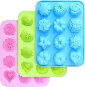 homEdge Food Grade Silicone Flowers Molds, Baking Pan with Flowers and Heart Shape Non-Stick 3-Pack Silicone Molds for Chocolate, Candy, Jelly, Ice Cube, Muffin (Pink, Blue and Green) homEdge Food Grade Silicone Flowers Molds, Baking Pan with Flowers and Heart Shape Non-Stick 3-Pack Silicone Molds for Chocolate, Candy, Jelly, Ice Cube, Muffin (Pink, Blue and Green)