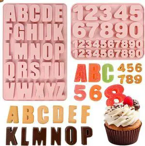 Letter Chocolate Molds, 2 Pack Silicone Letter Number Candy Mold Letter Chocolate Molds, 2 Pack Silicone Letter Number Candy Mold