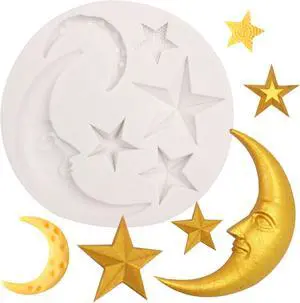 Moon Stars Silicone Fondant Molds Chocolate Candy Baking Molds for Gumpaste Sugarcraft Tool Cake Decorating Tools Epoxy Resin DIY Polymer Clay Moon Stars Silicone Fondant Molds Chocolate Candy Baking Molds for Gumpaste Sugarcraft Tool Cake Decorating Tools Epoxy Resin DIY Polymer Clay