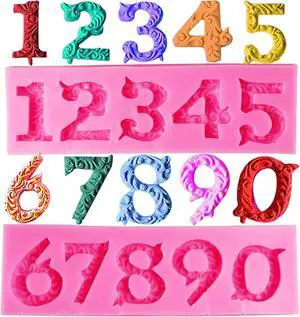 Number Molds, AIMEIKI 2 Pack 3D Silicone Number 0-9 Embossed Fondant Chocolate Baking Molds for Decorating Birthday Cake Candy Chocolate DIY Craft Projects Number Molds, AIMEIKI 2 Pack 3D Silicone Number 0-9 Embossed Fondant Chocolate Baking Molds for Decorating Birthday Cake Candy Chocolate DIY Craft Projects