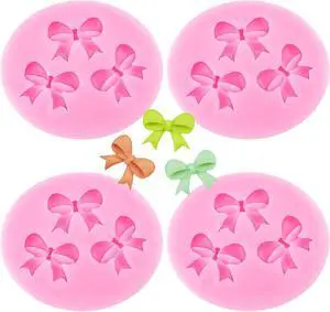 4PCS Mini Fondant Bow Molds, Bow Silicone Chocolate Molds for Cake Decorating Cupcake Topper Gum Paste Polymer Clay 4PCS Mini Fondant Bow Molds, Bow Silicone Chocolate Molds for Cake Decorating Cupcake Topper Gum Paste Polymer Clay