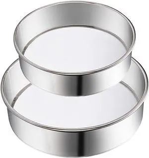 2 Pack Flour Sifter,Stainless Steel Fine Mesh Strainers Flour Sieve,60 Mesh Round Sifter for Baking Cake Bread (6-Inch and 8-Inch) 2 Pack Flour Sifter,Stainless Steel Fine Mesh Strainers Flour Sieve,60 Mesh Round Sifter for Baking Cake Bread (6-Inch and 8-Inch)
