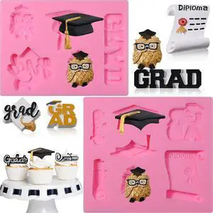 Graduation Molds Silicone, Graduation Fondant Molds With Owl Grad Cap Diploma Scroll Silicone Molud For Chocolate Candy Cookie Cupcake Cake Decoration for 2025 Graduation Celebration Graduation Molds Silicone, Graduation Fondant Molds With Owl Grad Cap Diploma Scroll Silicone Molud For Chocolate Candy Cookie Cupcake Cake Decoration for 2025 Graduation Celebration