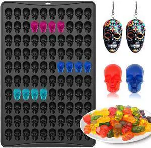 Mini Skull Molds Silicone, 100 Cavity Halloween Skull Chocolate Candy Mold Mini Skull Molds Silicone, 100 Cavity Halloween Skull Chocolate Candy Mold