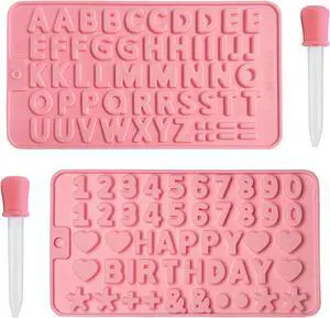 2 pcs Number Chocolate Molds and Letter Silicone Molds, with 2 Droppers, Cake letter Decorations silicone molds for baking,chocolate,gummy,candle,jello,cookies 2 pcs Number Chocolate Molds and Letter Silicone Molds, with 2 Droppers, Cake letter Decorations silicone molds for baking,chocolate,gummy,candle,jello,cookies
