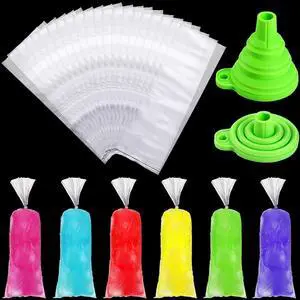 Boao 240 Pcs Ice Bolis Bags Disposable Pop Bags with Funnel,3 X 10 Inch Boao 240 Pcs Ice Bolis Bags Disposable Pop Bags with Funnel,3 X 10 Inch
