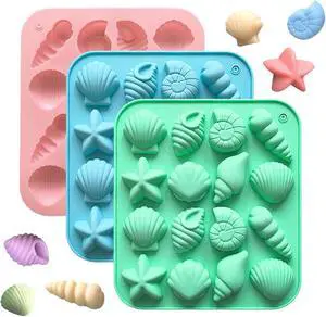3Pcs Seashell Chocolate Silicone Molds, Ocean Themed Cake Baking Molds for Chocolate Candy Fondant Cupcake Cookie Dessert DIY Cake Decoration Suppies 3Pcs Seashell Chocolate Silicone Molds, Ocean Themed Cake Baking Molds for Chocolate Candy Fondant Cupcake Cookie Dessert DIY Cake Decoration Suppies