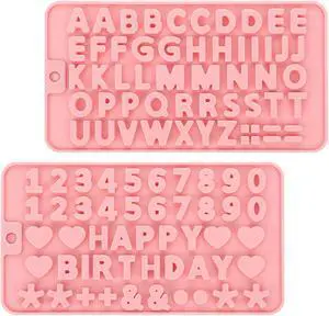 2 Pcs Letter Molds Silicone Number Alphabet Chocolate Candy Molds Non-Stick Happy Birthday Cake Decorations Baking Mould for Party 2 Pcs Letter Molds Silicone Number Alphabet Chocolate Candy Molds Non-Stick Happy Birthday Cake Decorations Baking Mould for Party