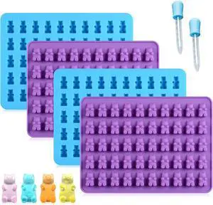 Gummy Molds Bear Candy Silicone - Mini Size Chocolate Gummy Molds with 2 Droppers Nonstick Food Grade Silicone Molds Pack of 4 Gummy Molds Bear Candy Silicone - Mini Size Chocolate Gummy Molds with 2 Droppers Nonstick Food Grade Silicone Molds Pack of 4