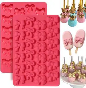 Bow Chocolate Silicone Molds, 2Pack 48 Cavities Mini Bows Sugar Candy Molds Bow Chocolate Silicone Molds, 2Pack 48 Cavities Mini Bows Sugar Candy Molds