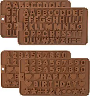 4 PCS Silicone Chocolate Molds, Silicone Letter Molds and Number Chocolate Mold with Happy Birthday Cake Decorations Symbols, Candy & Chocol Mold for Cookie Ice Candy (4 Letter Moulds) 4 PCS Silicone Chocolate Molds, Silicone Letter Molds and Number Chocolate Mold with Happy Birthday Cake Decorations Symbols, Candy & Chocol Mold for Cookie Ice Candy (4 Letter Moulds)