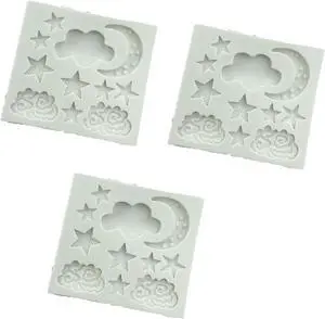 3Pcs White Star Moon Clouds Shaped Silicone Fondant Molds, Candy Chocolate Molds for DIY Cake Fondant Cookie Cloud Fondant Mold Moon For Candy Baking Sugar Cakes Decorating Candy Making Supplies 3Pcs White Star Moon Clouds Shaped Silicone Fondant Molds, Candy Chocolate Molds for DIY Cake Fondant Cookie Cloud Fondant Mold Moon For Candy Baking Sugar Cakes Decorating Candy Making Supplies