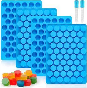 Puyeipt Silicone Gummy Candy Molds, 4 Pack, 220 Cavities Puyeipt Silicone Gummy Candy Molds, 4 Pack, 220 Cavities