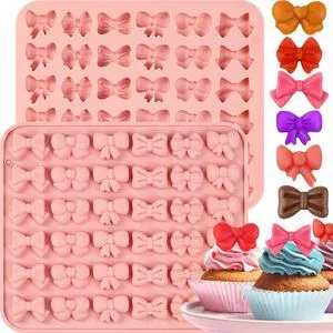 Bow Chocolate Mold, 2-Pack Small Bow Candy Molds 76 Cavities Bow Chocolate Mold, 2-Pack Small Bow Candy Molds 76 Cavities
