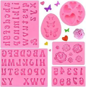 Letter Silicone Molds Alphabet Mold for Chocolate,6 Pcs Letter Number Flowers Butterfly Heart Shaped Fondant Molds for Making Strawberries,Candy,Gummy Cake Decorating Letter Silicone Molds Alphabet Mold for Chocolate,6 Pcs Letter Number Flowers Butterfly Heart Shaped Fondant Molds for Making Strawberries,Candy,Gummy Cake Decorating
