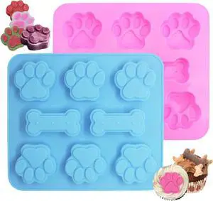 2 Pack Silicone Molds - Puppy Dog Paw & Dog Bone Shapes for Baking Chocolate, Candy, Jelly, Ice Cube Treats 2 Pack Silicone Molds - Puppy Dog Paw & Dog Bone Shapes for Baking Chocolate, Candy, Jelly, Ice Cube Treats