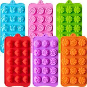 6 Pack Flower Shape Chocolate Candy Molds, Silicone Baking Molds 6 Pack Flower Shape Chocolate Candy Molds, Silicone Baking Molds