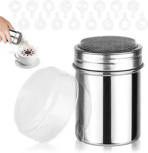 Powdered Sugar Shaker Duster,Cinnamon Shaker Flour Sifter,7oz 304 Stainless Steel Fine Mesh Shakers With Lid,16 Pieces Coffee Stencils Latte Art for Baking Soda Cocoa Cornstarch Cinnamon Coffee Flour Powdered Sugar Shaker Duster,Cinnamon Shaker Flour Sifter,7oz 304 Stainless Steel Fine Mesh Shakers With Lid,16 Pieces Coffee Stencils Latte Art for Baking Soda Cocoa Cornstarch Cinnamon Coffee Flour