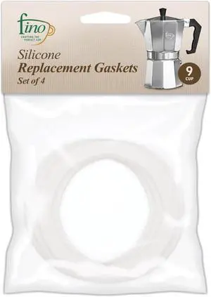Fino Replacement Gasket for 9-Cup Stovetop Espresso Coffee Maker, Silicone, Set of 4 Fino Replacement Gasket for 9-Cup Stovetop Espresso Coffee Maker, Silicone, Set of 4