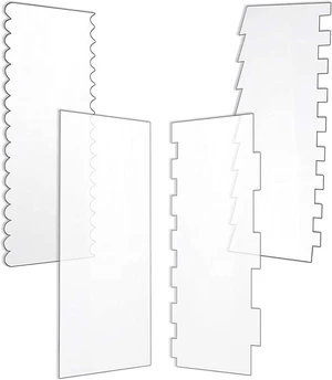 4 Pcs Cake Scraper Set Acrylic Cake Decorating Supplies Large Transparent Cake Smoother for Icing Perfect for Butter Cream Frosting with 7 Different Shapes Durable 4 Pcs Cake Scraper Set Acrylic Cake Decorating Supplies Large Transparent Cake Smoother for Icing Perfect for Butter Cream Frosting with 7 Different Shapes Durable