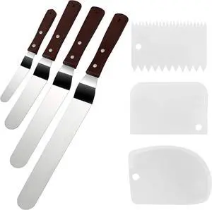 4 Pack Offset Spatula Set for Cake Decorating, Icing and Frosting Scraper 4 Pack Offset Spatula Set for Cake Decorating, Icing and Frosting Scraper