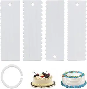 4 Pcs Cream Cake Scraper set, Plastic Decorating Sawtooth for baking, Sided Patterned Edge Stripe Edge Mousse Butter Cake Edge Tools Icing Smoother Kitchen Baking Cake Edge DIY Tool 4 Pcs Cream Cake Scraper set, Plastic Decorating Sawtooth for baking, Sided Patterned Edge Stripe Edge Mousse Butter Cake Edge Tools Icing Smoother Kitchen Baking Cake Edge DIY Tool