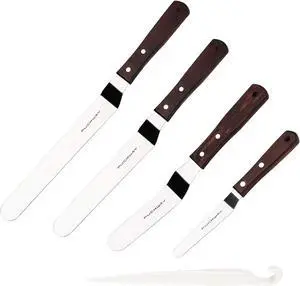 4 PCS Cake Decorating Icing Spatula set with 4, 6, 8 & 10 Inch Stainless Steel Blade, Wood Handle Frosting Spatulas and Cake Stripping Tool 4 PCS Cake Decorating Icing Spatula set with 4, 6, 8 & 10 Inch Stainless Steel Blade, Wood Handle Frosting Spatulas and Cake Stripping Tool