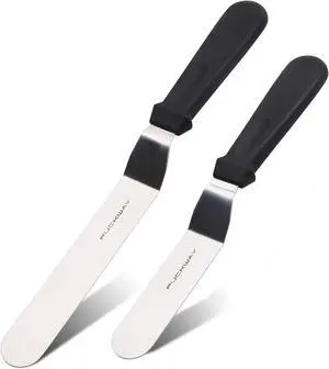 Angled Icing Spatula, Stainless Steel Offset Spatula, Cake Spatula Set of 2 Black 6, 8 inch Blade Angled Icing Spatula, Stainless Steel Offset Spatula, Cake Spatula Set of 2 Black 6, 8 inch Blade