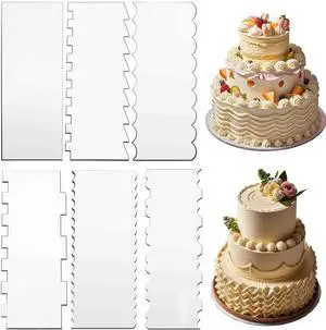 6-Piece Clear Acrylic Cake Decorating Scraper Set Large Icing Smoothers and Edge Combs for Buttercream, Frosting, Mousse, and Baking Projects 6-Piece Clear Acrylic Cake Decorating Scraper Set Large Icing Smoothers and Edge Combs for Buttercream, Frosting, Mousse, and Baking Projects