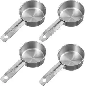 4 Pcs 1/4 Cup Measuring Cup, 60 ml Stainless Steel Measuring Cup, Single Inner Scale Metal 1/4 Cups for Coffee Cooking Baking 4 Pcs 1/4 Cup Measuring Cup, 60 ml Stainless Steel Measuring Cup, Single Inner Scale Metal 1/4 Cups for Coffee Cooking Baking