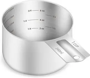 1PCS 1Cup (240ml, 8oz) Measuring Cup, Etched Inner Scale Measure Scoop 1PCS 1Cup (240ml, 8oz) Measuring Cup, Etched Inner Scale Measure Scoop
