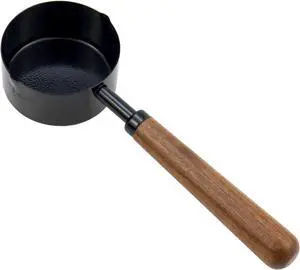 1/3 Cup Stainless Steel Measuring Cup with Wood Handle, 80ml, Black 1/3 Cup Stainless Steel Measuring Cup with Wood Handle, 80ml, Black