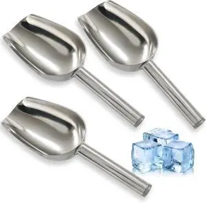 3Pcs Stainless Steel Ice Scoop, 7 Ounce 3Pcs Stainless Steel Ice Scoop, 7 Ounce
