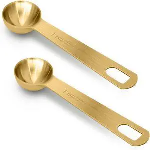 2 PCS 1 Teaspoon(5 mL, 1tsp, 1/3tbsp) Stainless Steel Single Measuring Spoon, Easy to Use and Easy to Wash Metal Measuring Scoop Kitchen Gadgets for Cooking & Baking(Gold) 2 PCS 1 Teaspoon(5 mL, 1tsp, 1/3tbsp) Stainless Steel Single Measuring Spoon, Easy to Use and Easy to Wash Metal Measuring Scoop Kitchen Gadgets for Cooking & Baking(Gold)