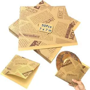 Soft Pretzel Bags 7"x7" Double Open Sandwich Bags, 50Pcs Grease-Proof Parchment Paper Newspaper Style Wrappers For Cookie Snack Deli Bakery Family Daily Use Soft Pretzel Bags 7"x7" Double Open Sandwich Bags, 50Pcs Grease-Proof Parchment Paper Newspaper Style Wrappers For Cookie Snack Deli Bakery Family Daily Use