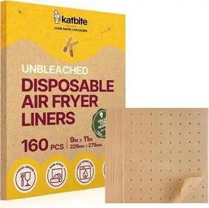 Katbite 160pcs Air Fryer Parchment Paper Liners, Perforated 9x11 Inch Katbite 160pcs Air Fryer Parchment Paper Liners, Perforated 9x11 Inch