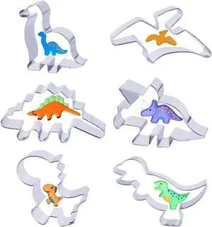 hitsuki Dinosaur Cookie Cutters,Stainless Steel Metal Fun Dino Cookie Cutter for Kids Dinosaur Pancake Molds,6 Pcs hitsuki Dinosaur Cookie Cutters,Stainless Steel Metal Fun Dino Cookie Cutter for Kids Dinosaur Pancake Molds,6 Pcs