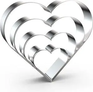Heart Cookie Cutter Set Large/Small/Mini - 5 Inch, 4 Inch, 3 Inch, 2 Inch - 4 Piece Valentine's Heart Shaped Cookie Cutters Shapes Biscuit Molds for Baking - Stainless Steel Heart Cookie Cutter Set Large/Small/Mini - 5 Inch, 4 Inch, 3 Inch, 2 Inch - 4 Piece Valentine's Heart Shaped Cookie Cutters Shapes Biscuit Molds for Baking - Stainless Steel