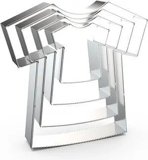 T-Shirt/Sports Jersey/Medical Scrub/Baby Shirt Cookie Cutter Set - 5", 4", 3", 2" - 4 Piece - Stainless Steel T-Shirt/Sports Jersey/Medical Scrub/Baby Shirt Cookie Cutter Set - 5", 4", 3", 2" - 4 Piece - Stainless Steel