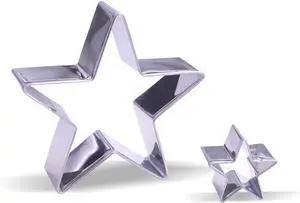 Small Star Cookie Cutter Set 2 Piece 3.3 & 1.3 inch - Stainless Steel Small Star Cookie Cutter Set 2 Piece 3.3 & 1.3 inch - Stainless Steel