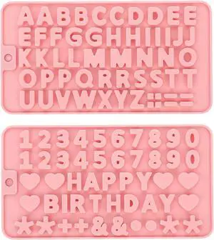 2 pcs Number Chocolate Molds and Letter Silicone Molds,Reusable Alphabet Candy Molds with Happy Birthday Cake Decorating Symbols, for cake cookies, ice cubes, chocolate resin 2 pcs Number Chocolate Molds and Letter Silicone Molds,Reusable Alphabet Candy Molds with Happy Birthday Cake Decorating Symbols, for cake cookies, ice cubes, chocolate resin