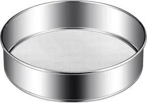 Patelai 1 Pc Stainless Steel Round Flour Sifter Sieve Fine Mesh for Bake Decorate Cakes, Pies, Pastries, Cupcakes (8 Inch 60 Mesh) Patelai 1 Pc Stainless Steel Round Flour Sifter Sieve Fine Mesh for Bake Decorate Cakes, Pies, Pastries, Cupcakes (8 Inch 60 Mesh)