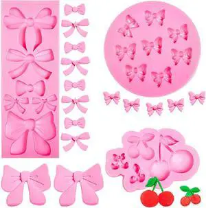 Geiserailie 3 Pack Cherry and Bow Silicone Fondant Mold for Chocolate Geiserailie 3 Pack Cherry and Bow Silicone Fondant Mold for Chocolate