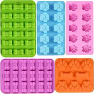 WMKGG Puppy Dog Paw and Bone Silicone Molds, 5 PCS Food Grade Baking Mold WMKGG Puppy Dog Paw and Bone Silicone Molds, 5 PCS Food Grade Baking Mold