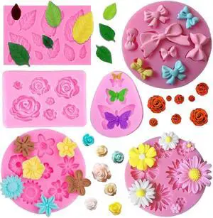 Flower Fondant Silicone Molds Leaf Bow Bowknot Daisy Butterfly Chocolate Mold for Cake Decoration,Candy,Polymer Clay, Soap,Resin Confectionery Projects Flower Fondant Silicone Molds Leaf Bow Bowknot Daisy Butterfly Chocolate Mold for Cake Decoration,Candy,Polymer Clay, Soap,Resin Confectionery Projects