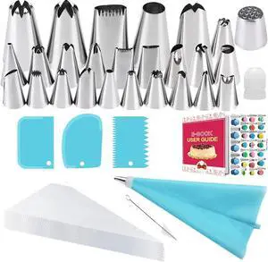 Icing Nozzles Set, Cake Decorating Set, Stainless Steel Piping Icing Nozzles, Reusable Silicone Piping Bag, Suitable for Cakes, Cupcakes, Cookies, Pastries, Beginners Icing Nozzles Set, Cake Decorating Set, Stainless Steel Piping Icing Nozzles, Reusable Silicone Piping Bag, Suitable for Cakes, Cupcakes, Cookies, Pastries, Beginners