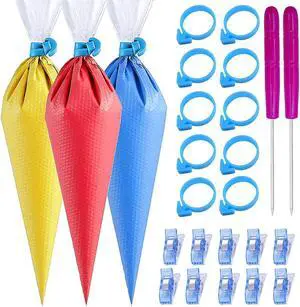 122Pieces Tipless Piping Bags - 100pcs Disposable Piping Pastry Bag for Royal Icing/Cookies Decorating - 10 Pastry Bag Ties,10 Clips &2 Scriber Needle - Best Cookie/Cake Decorating Tools (14 inch) 122Pieces Tipless Piping Bags - 100pcs Disposable Piping Pastry Bag for Royal Icing/Cookies Decorating - 10 Pastry Bag Ties,10 Clips &2 Scriber Needle - Best Cookie/Cake Decorating Tools (14 inch)