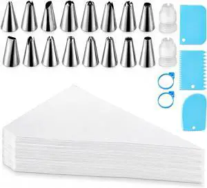 Piping Bag and Tips Set, 100PCS 12 Inch Pastry Bags, Icing Bags Disposabl Piping Bag and Tips Set, 100PCS 12 Inch Pastry Bags, Icing Bags Disposabl