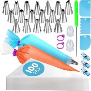 Piping Bags and Tips Set, Cakes Decorating Kit Supplies Piping Bags and Tips Set, Cakes Decorating Kit Supplies